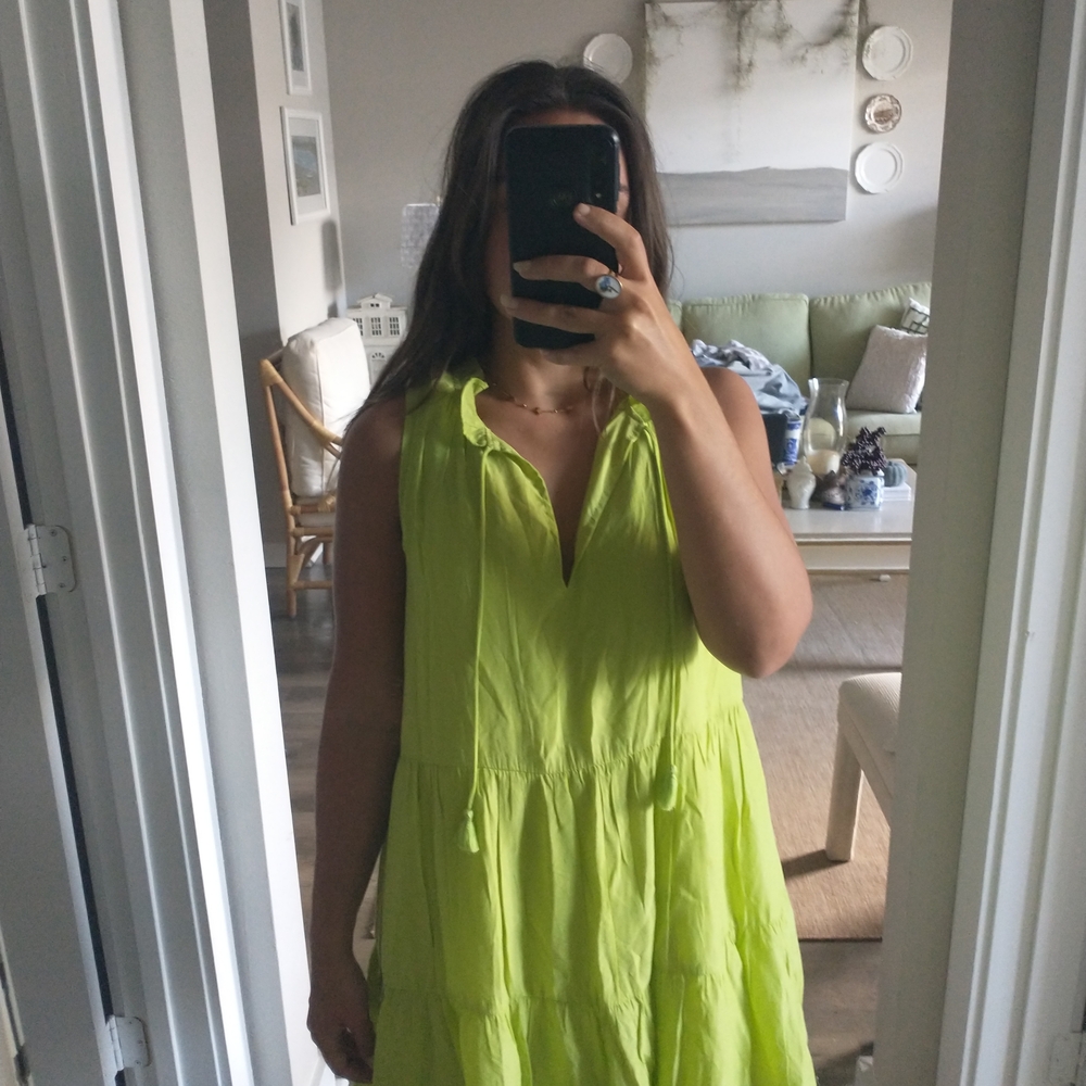 Vibrant Lime Green Midi Dress